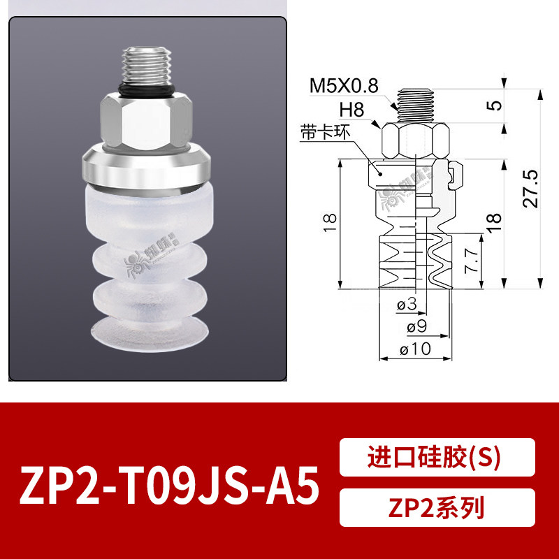 ZP2-T09JS-A5 Double Bellows Suction Cup with Fitting