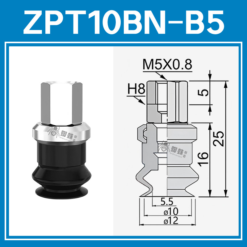 ZPT10BN-B5 Single Bellows Suction Cup with Fitting
