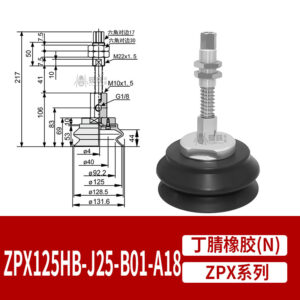 ZPX125HBN-J25-B01-A18 Heavy-Duty Flat Suction Cup